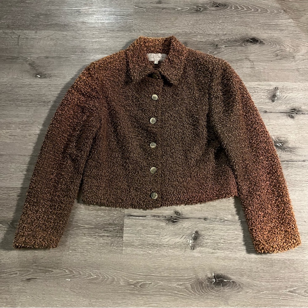 Vintage Earl Rutenberg Collection Brown Textured Jacket Small Artsy Contemporary